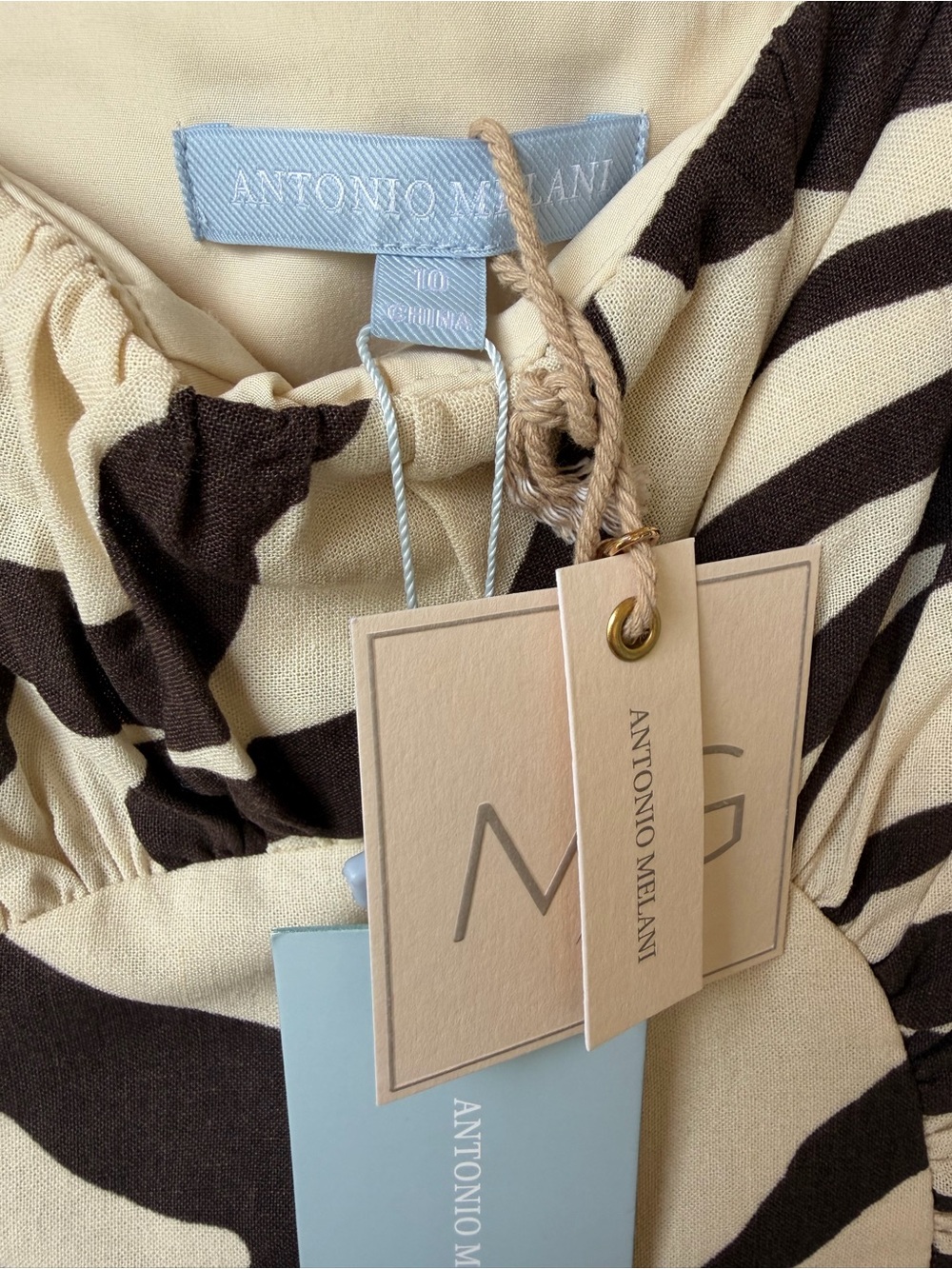 Antonio Melani x M.G. Style Somers Swirl Print Linen Blend Straw Trim 2 Piece 10 - Picture 12 of 13